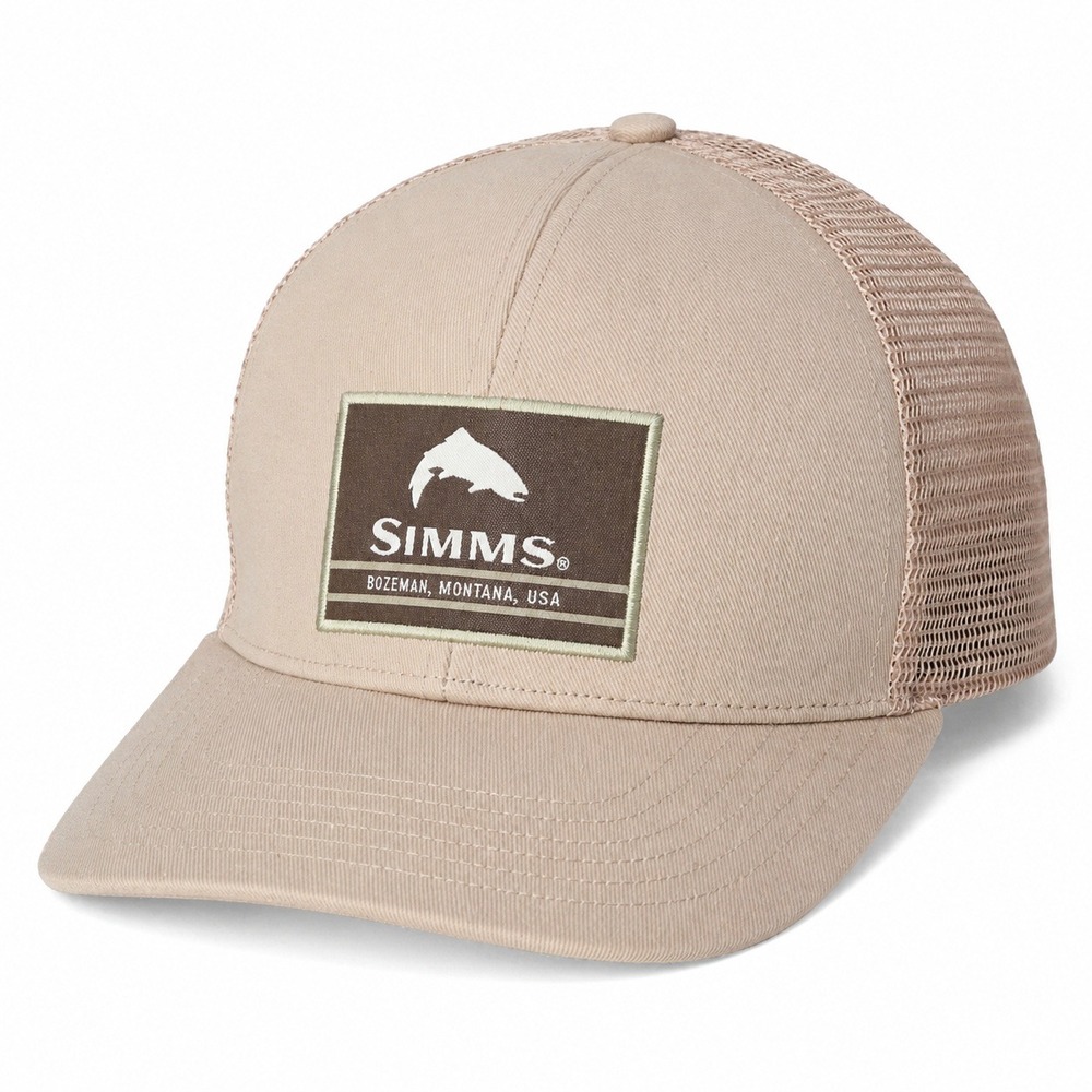 Simms Bozeman Montana Mesh Trucker Hat Tan Brown Fishing Adjustable Snapback OS